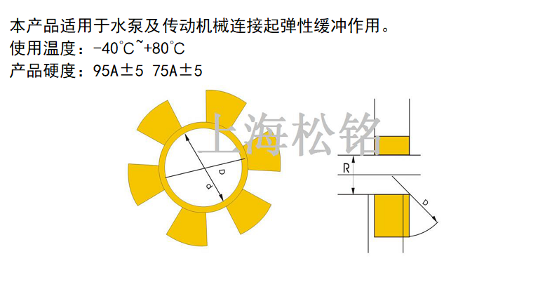 T形梅花六角水泵联轴器对轮垫弹性体配件图纸.png